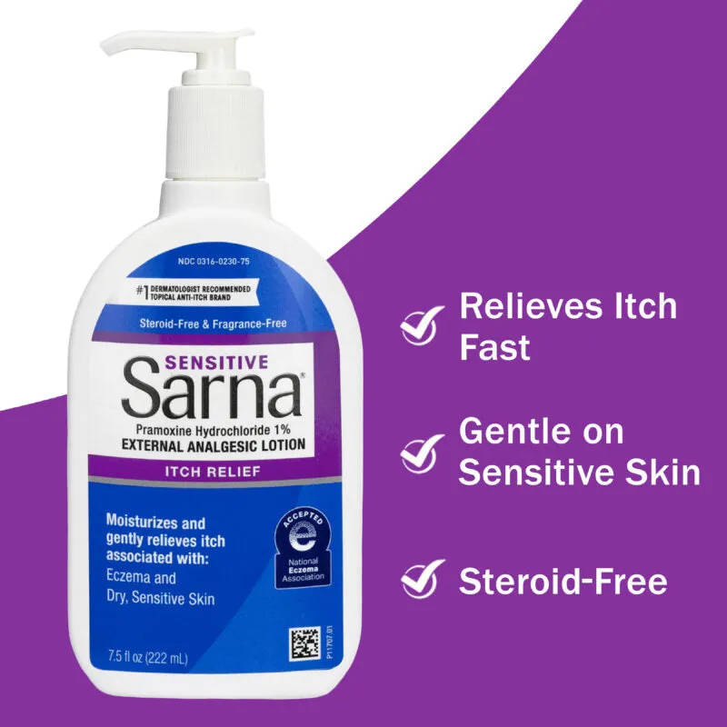 Sarna Sensitive Anti Itch Eczema & Dry Skin Relief Body Lotion 7.5 oz