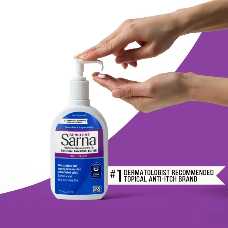 Sarna Sensitive Anti Itch Eczema & Dry Skin Relief Body Lotion 7.5 oz