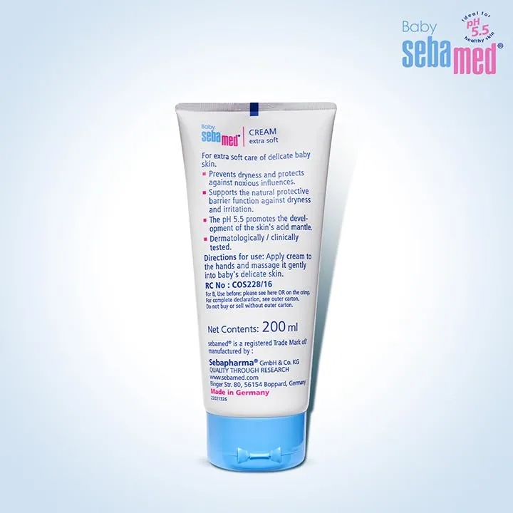 Sebamed Baby Cream Extra Soft 200m|Ph 5.5| Panthenol and Jojoba Oil|Clinically tested| ECARF Approved